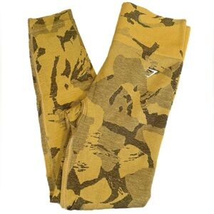 Gymshark yellow camo high waist workout gym leggings